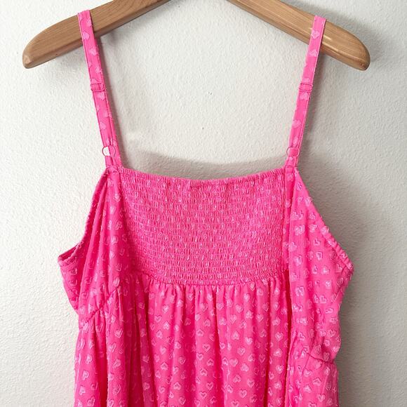 Torrid Hot Pink Clip Heart Chiffon Skater Spaghetti Midi Dress Plus Size 3X NEW - Picture 8 of 12
